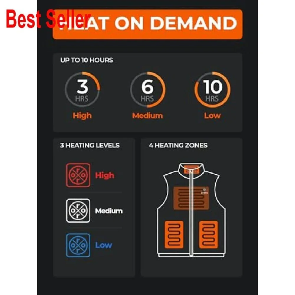 Lightweight Heated Puffer Vest USB-C Rechargeable Battery Classic Chic